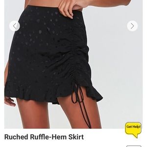 Black forever 21 Ruched Ruffle-Hem Skirt